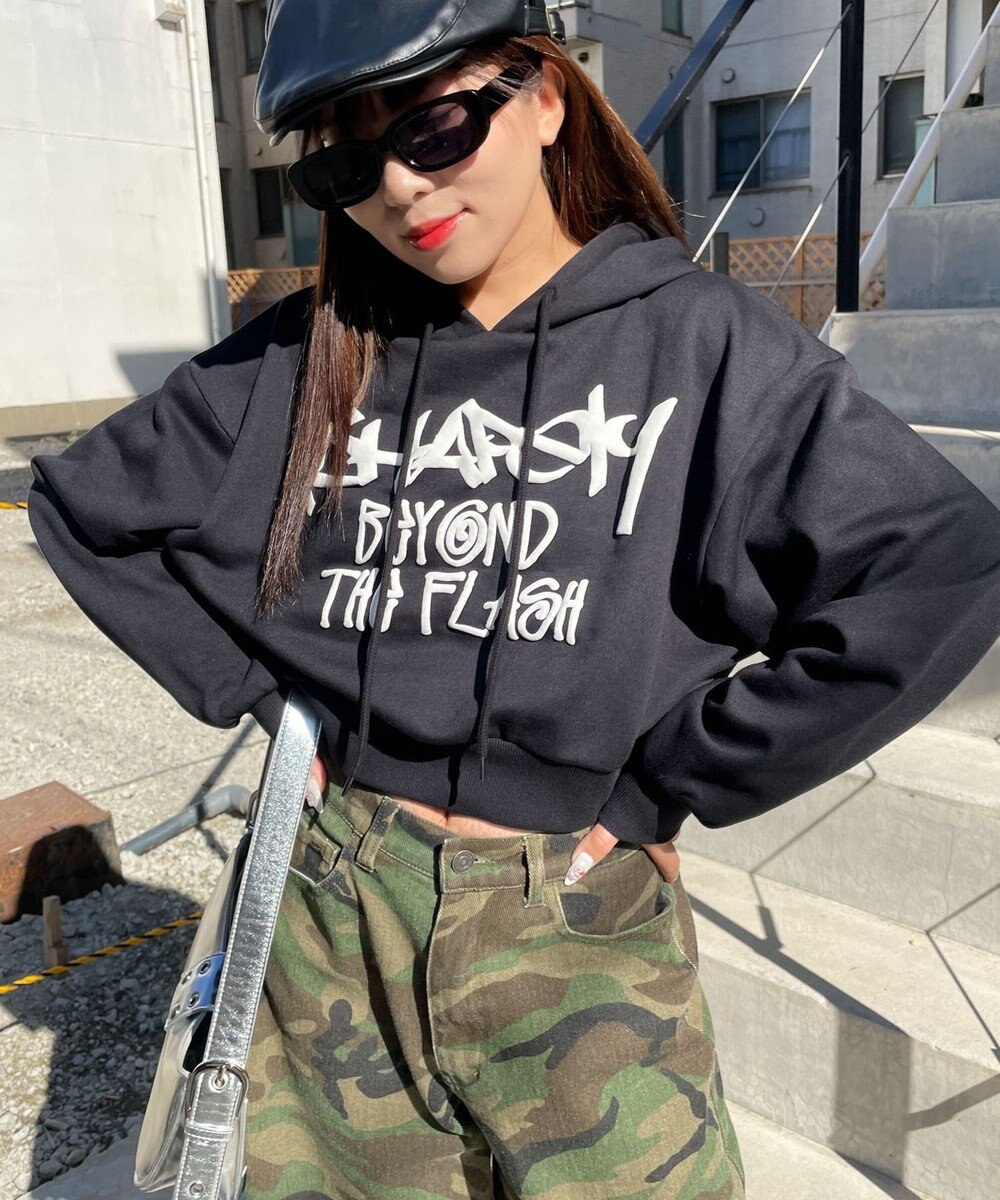 WEGO ハンドライティングショートパーカー 