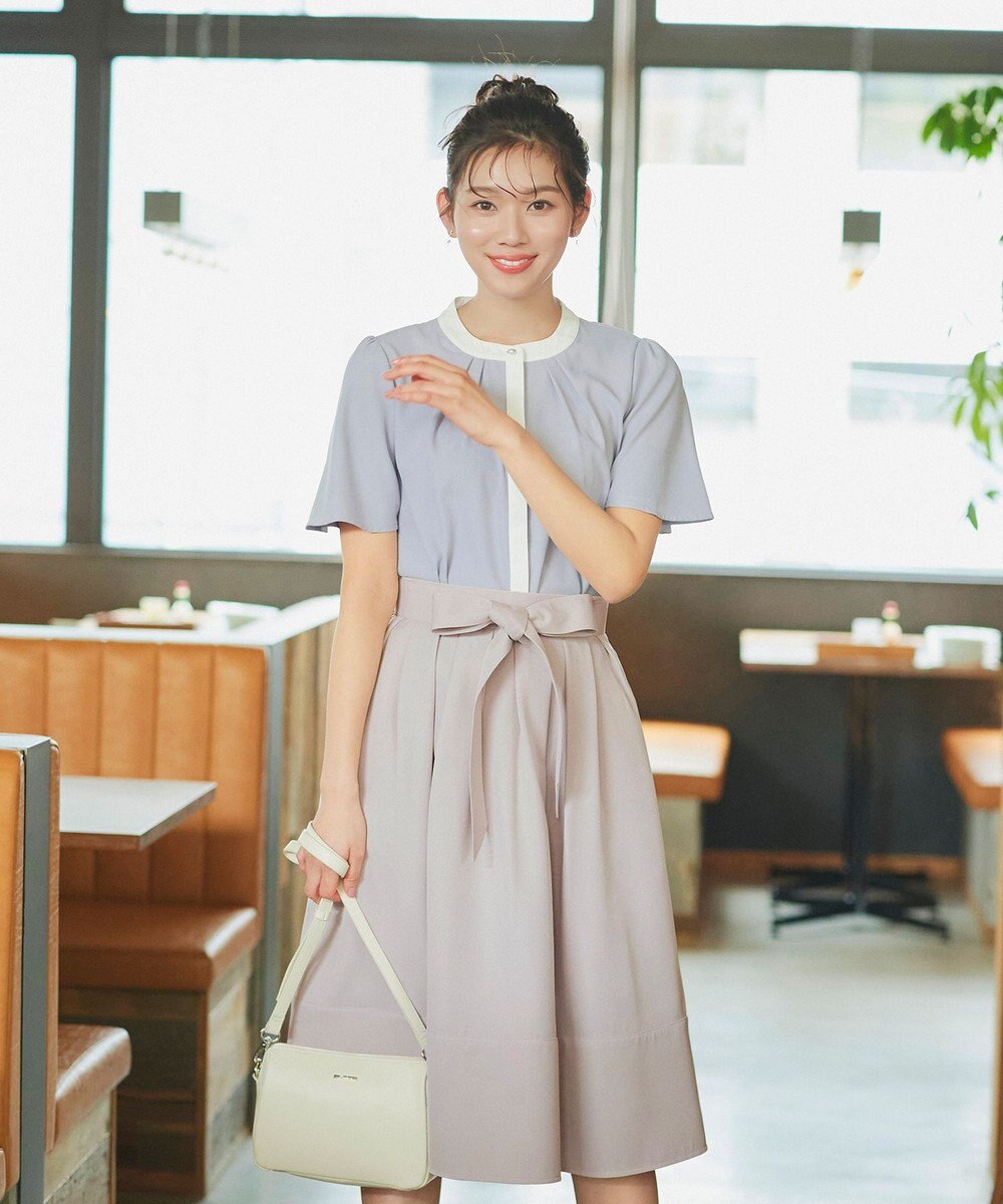 Tiaclasse L 【洗える】リボン付きフレアスカート 