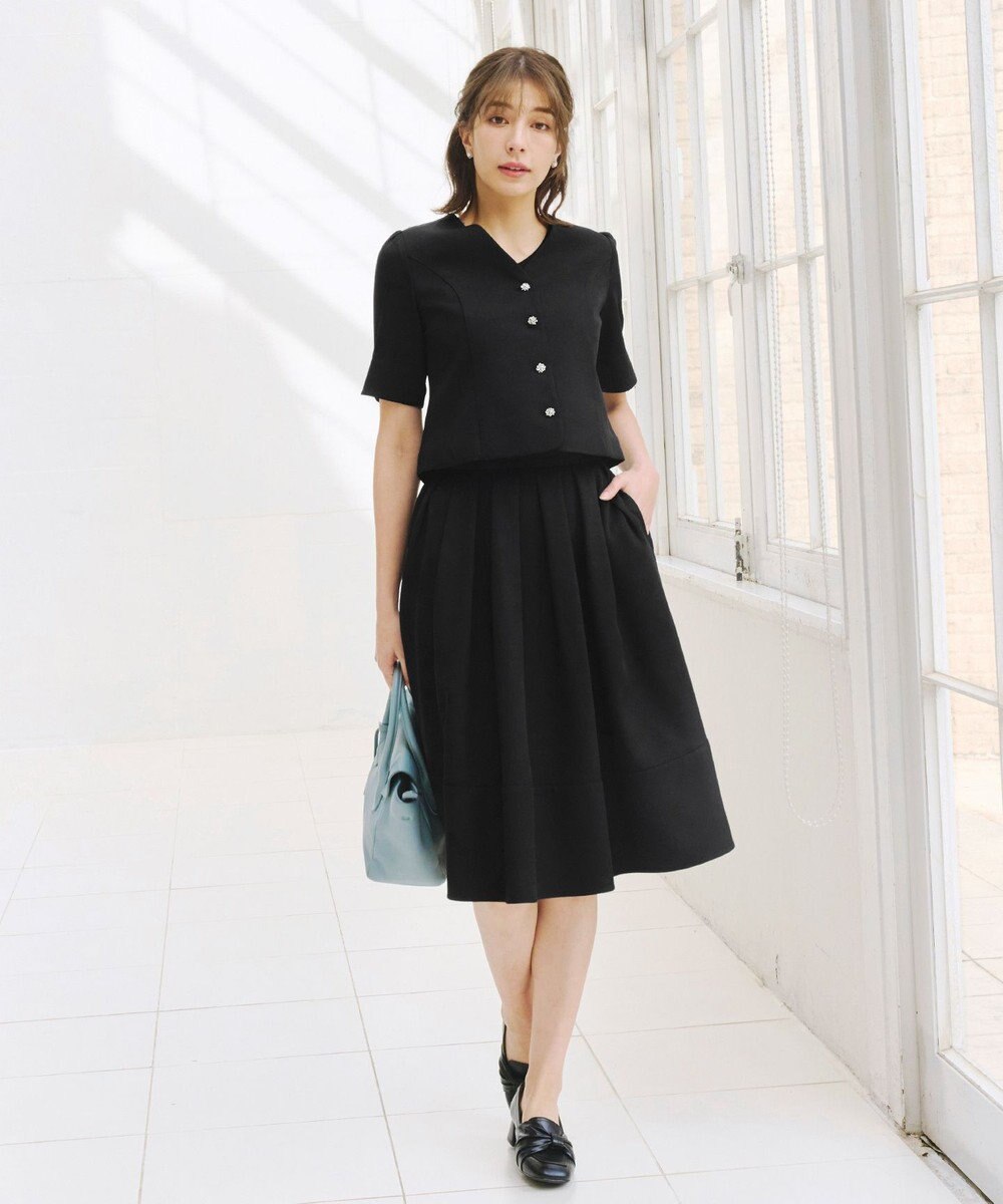 Tiaclasse L 【洗える】リボン付きフレアスカート 