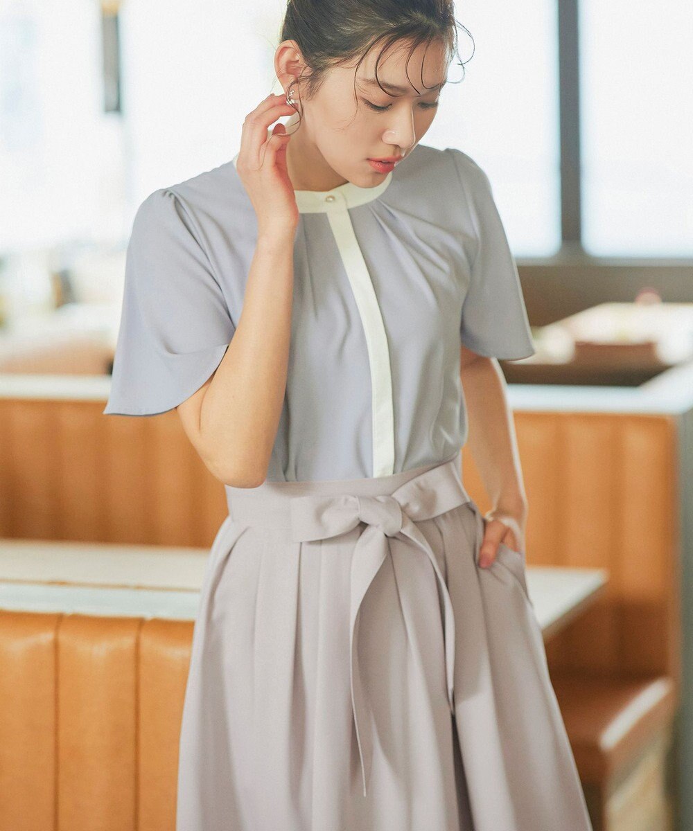 Tiaclasse L 【洗える】リボン付きフレアスカート 