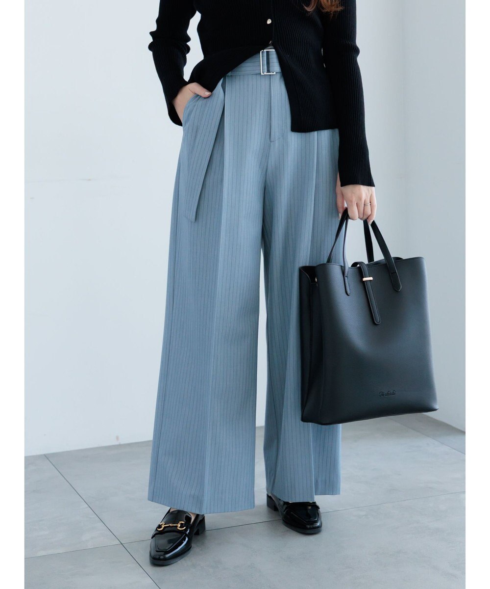 Te chichi ピンストライプタックワイドパンツ 