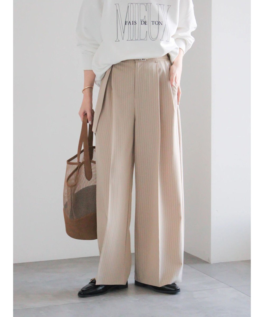 Te chichi ピンストライプタックワイドパンツ 