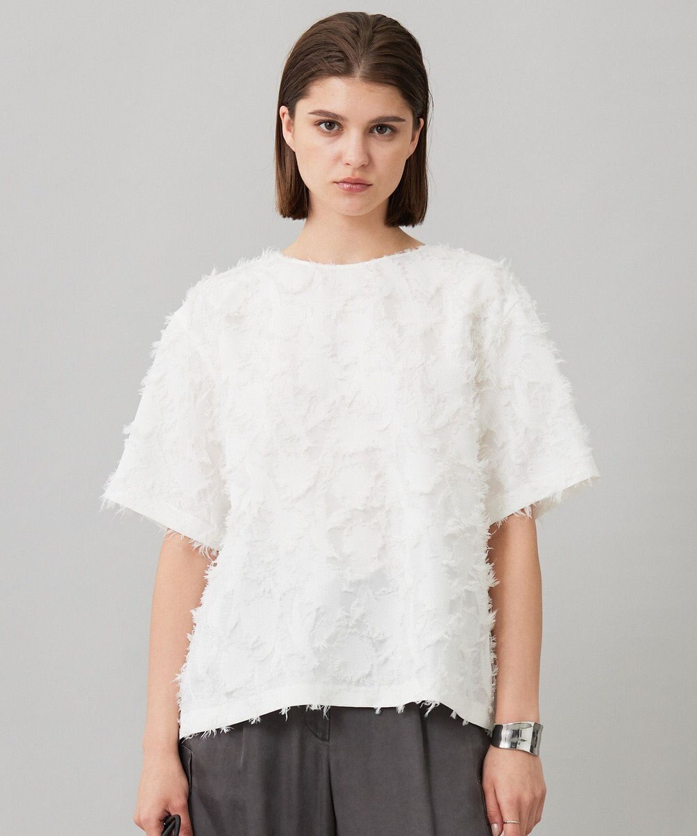 ICB 【洗える】 ヘアリーシアージャカード ブラウス 