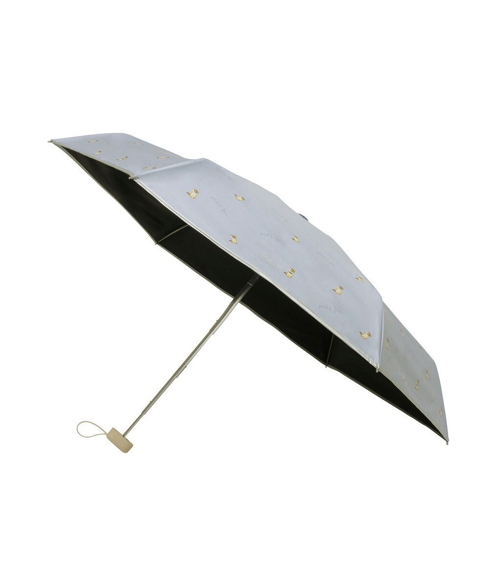 MOONBAT 【 遮光率100％/遮熱/UV/コンパクト】PAUL&JOE ACCESSOIRES(ポール&ジョー) 晴雨兼用日傘 ヌネット×ロゴ ネコ 5段折りたたみ傘 