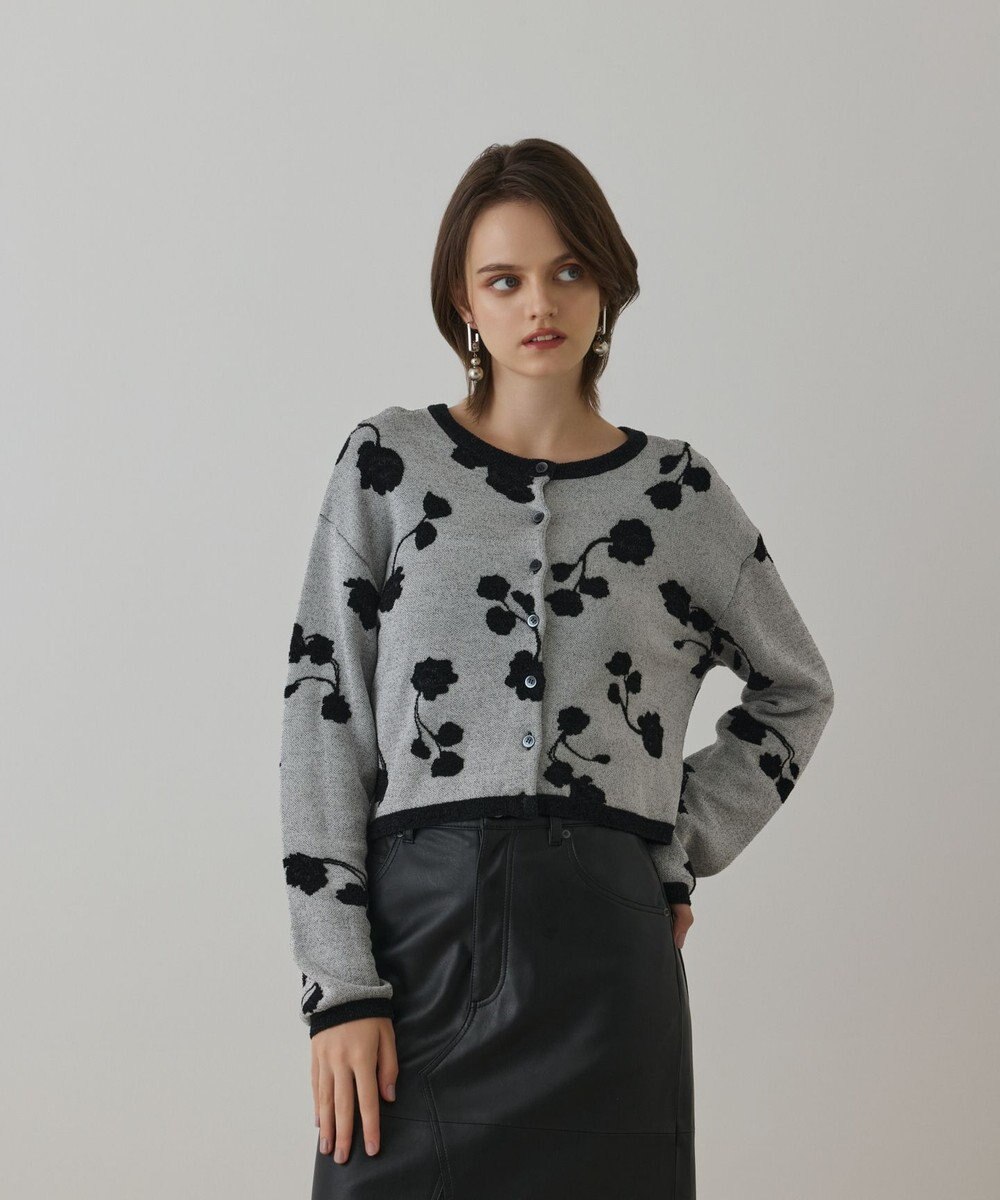 GRACE CONTINENTAL フクレジャガードニットカーディガン 