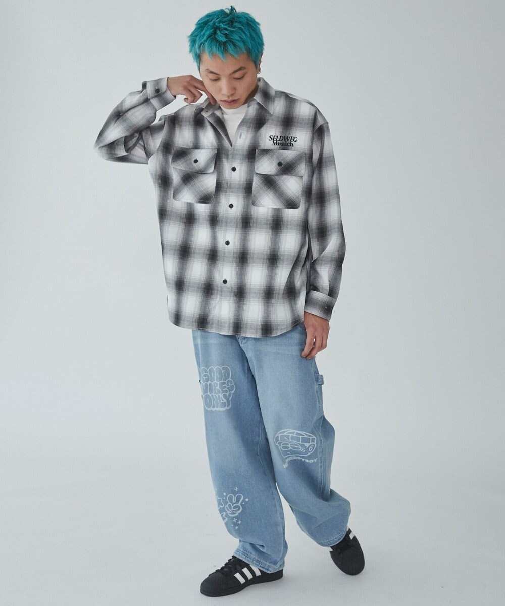 WEGO 【ユニセックス着用ITEM】グラフィックオンブレチェックシャツ（LS） 