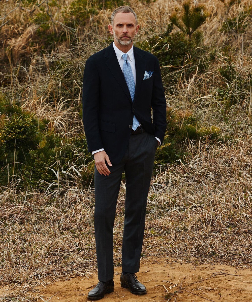 GOTAIRIKU ロングセラー【洗える/折り目加工/シワになりにくい/ウエストアジャスター】ウォッシャブル サマーウール100％パンツ_定番色(ノータック)23/24年モデル 