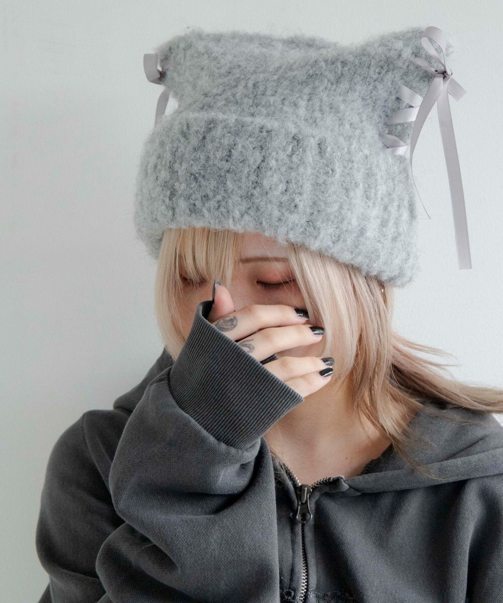 WEGO レースアップネコミミニットキャップ 