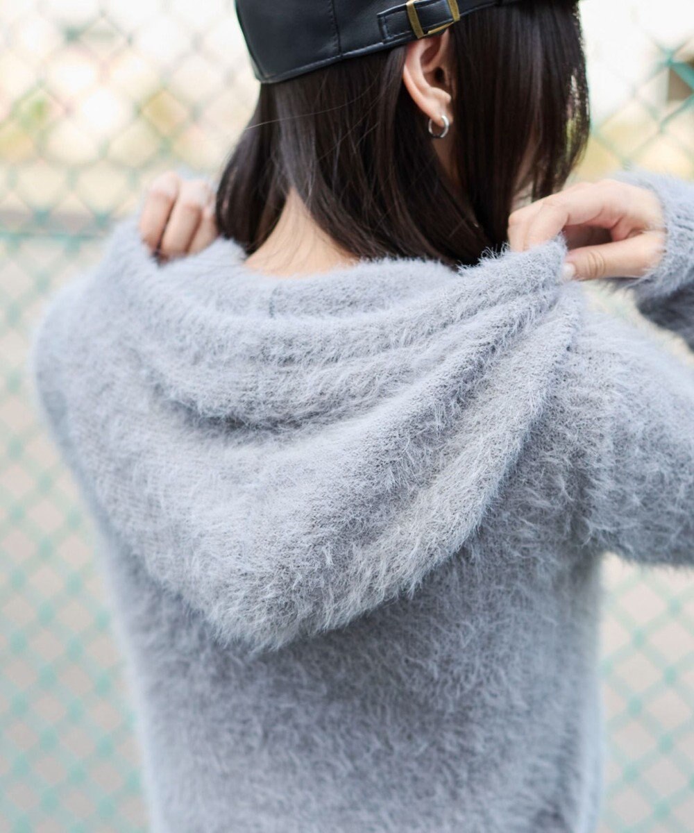 WEGO 【25秋冬新作】シャギーニットジップパーカー 