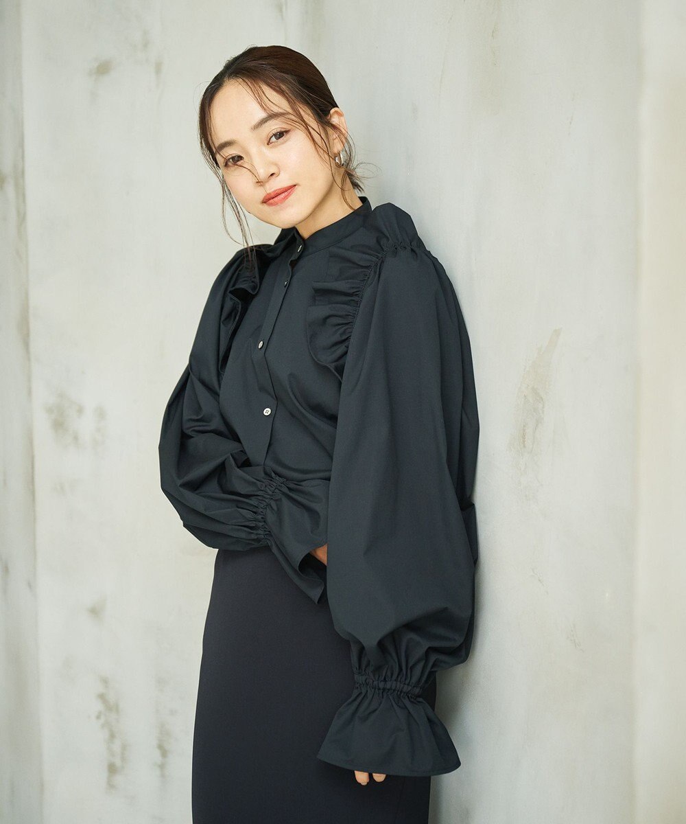 #Newans 【洗濯機可能/シワになりにくい】〈春名亜美さんコラボ〉ショルダーフリルブラウス 