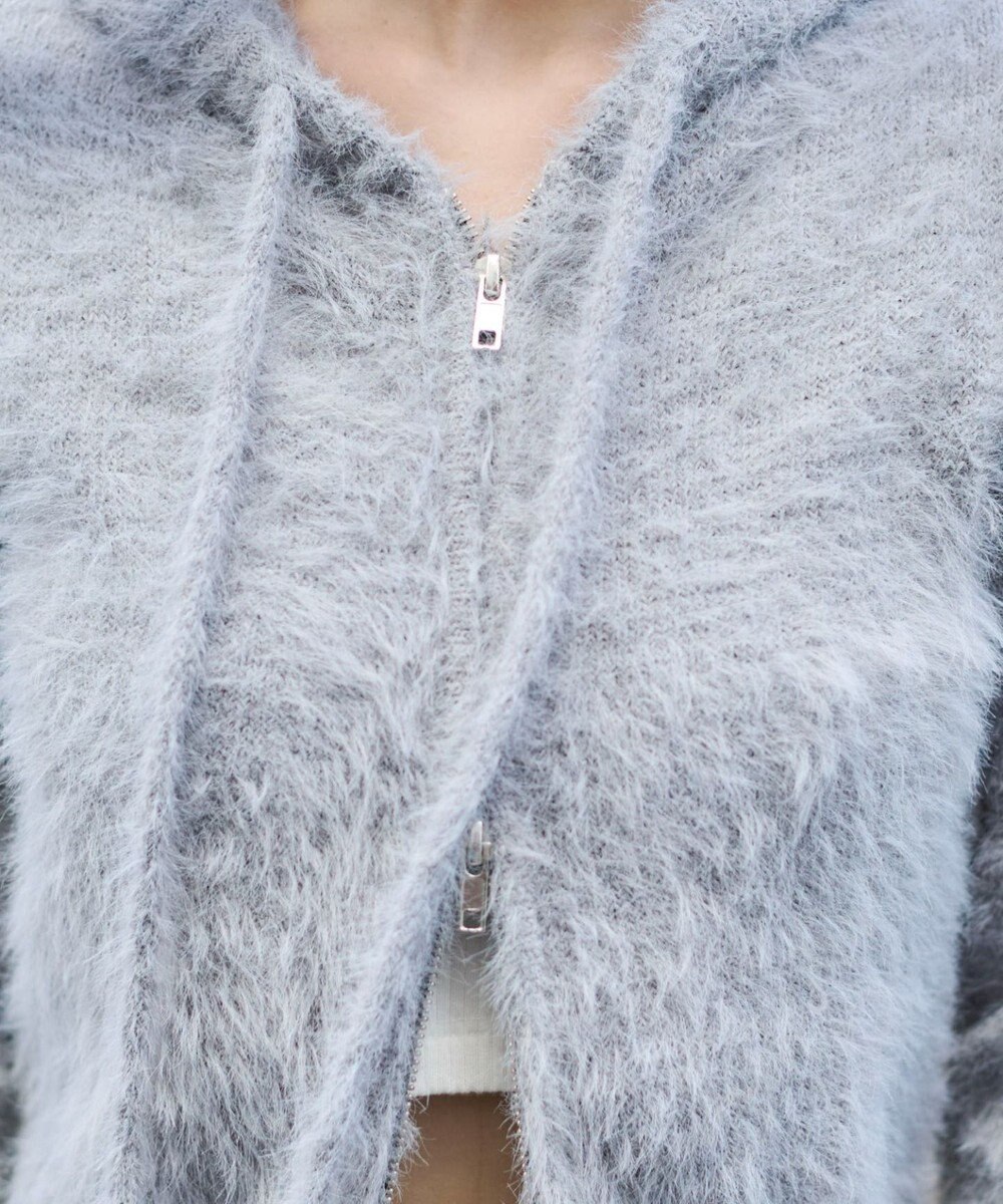 WEGO 【25秋冬新作】シャギーニットジップパーカー 