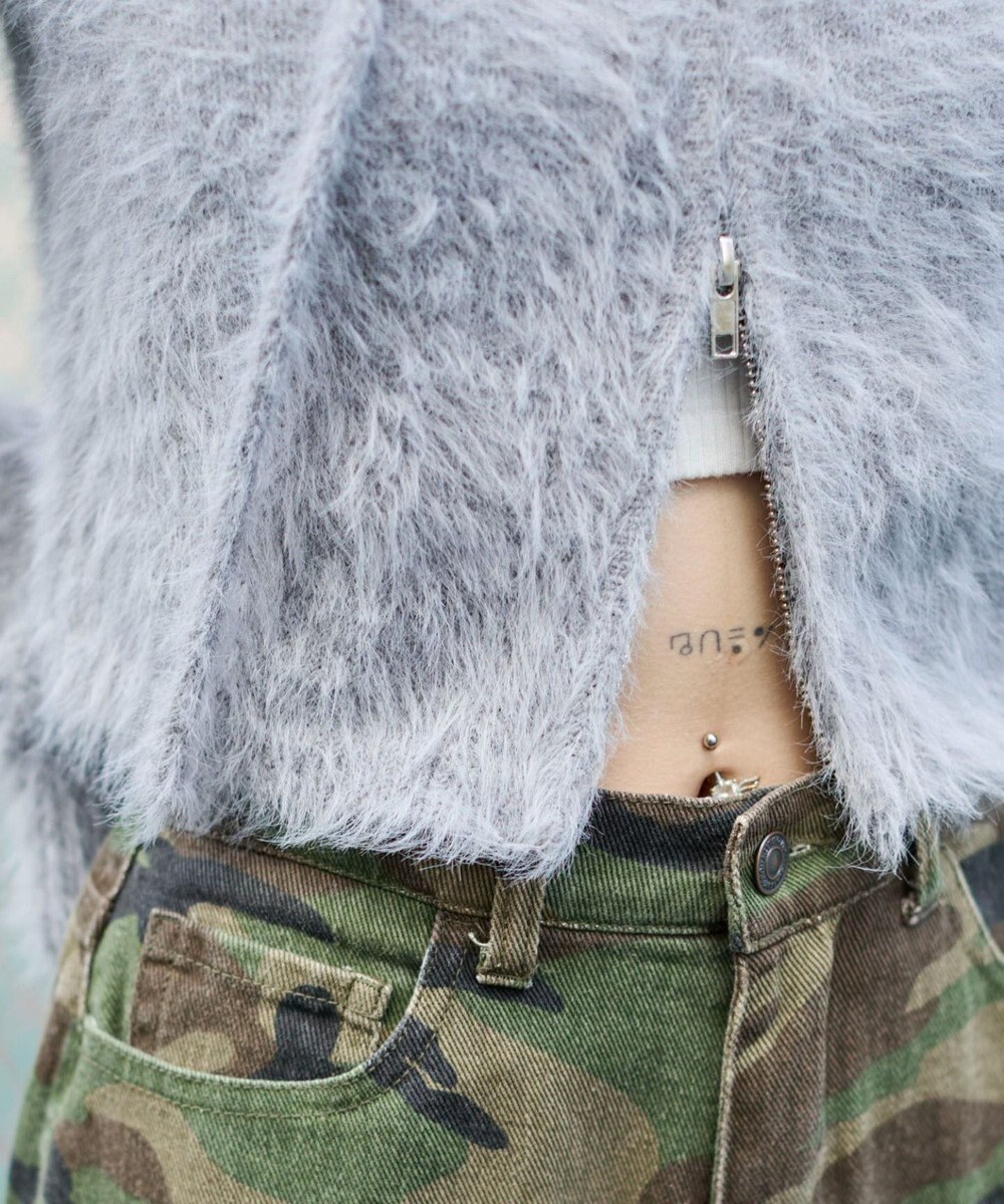 WEGO 【25秋冬新作】シャギーニットジップパーカー 