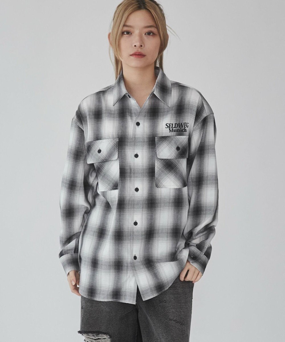 WEGO 【ユニセックス着用ITEM】グラフィックオンブレチェックシャツ（LS） 