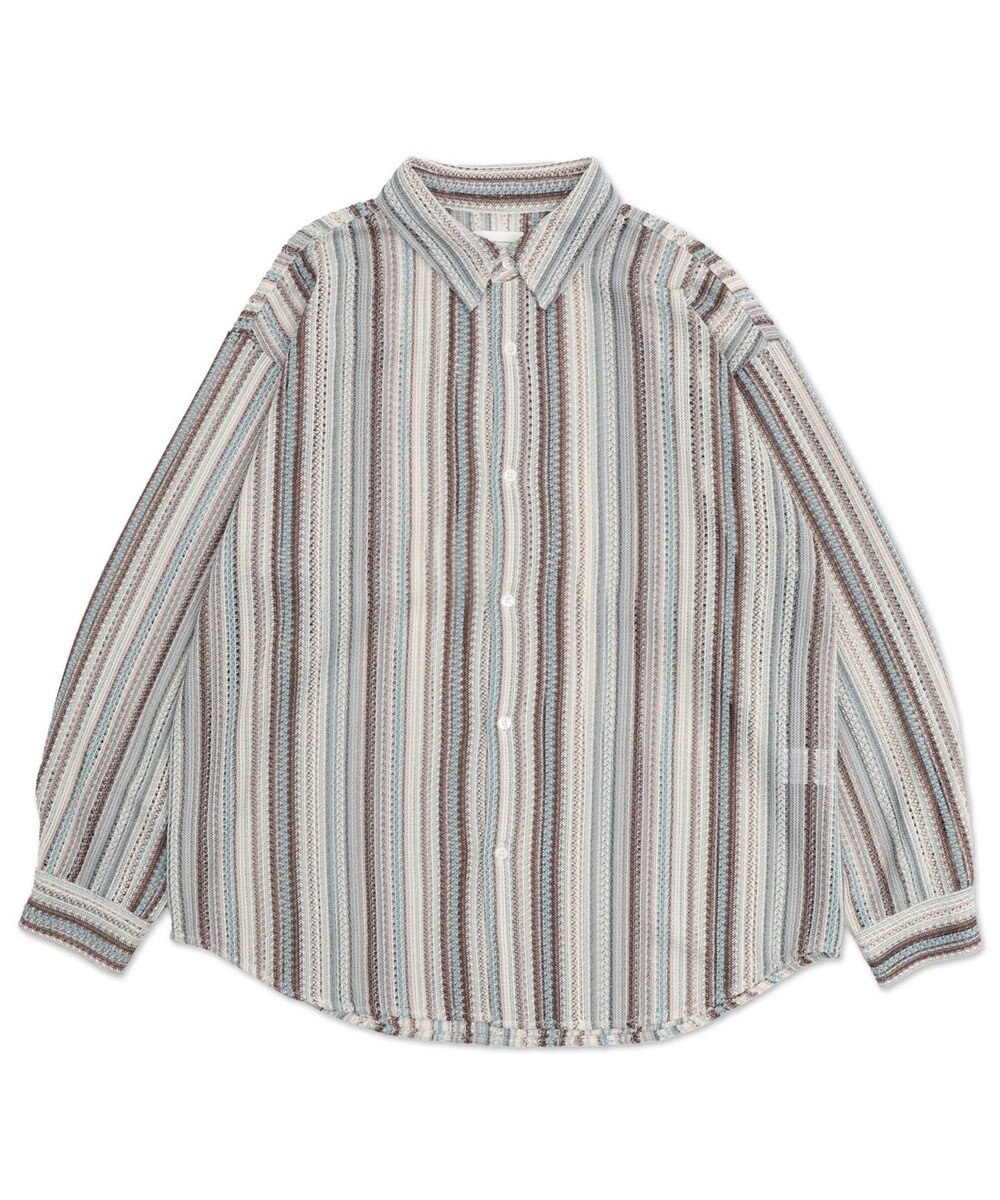 WEGO ストライプメッシュBIGシャツ（LS） 