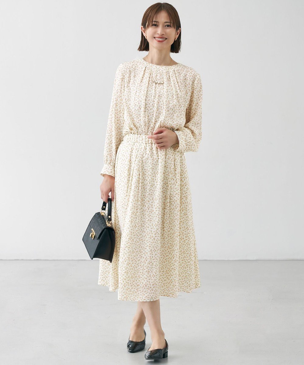 自由区 L 【カタログ掲載・セットアップ対応・洗える】ジオメトリックフラワードットプリント スカート 