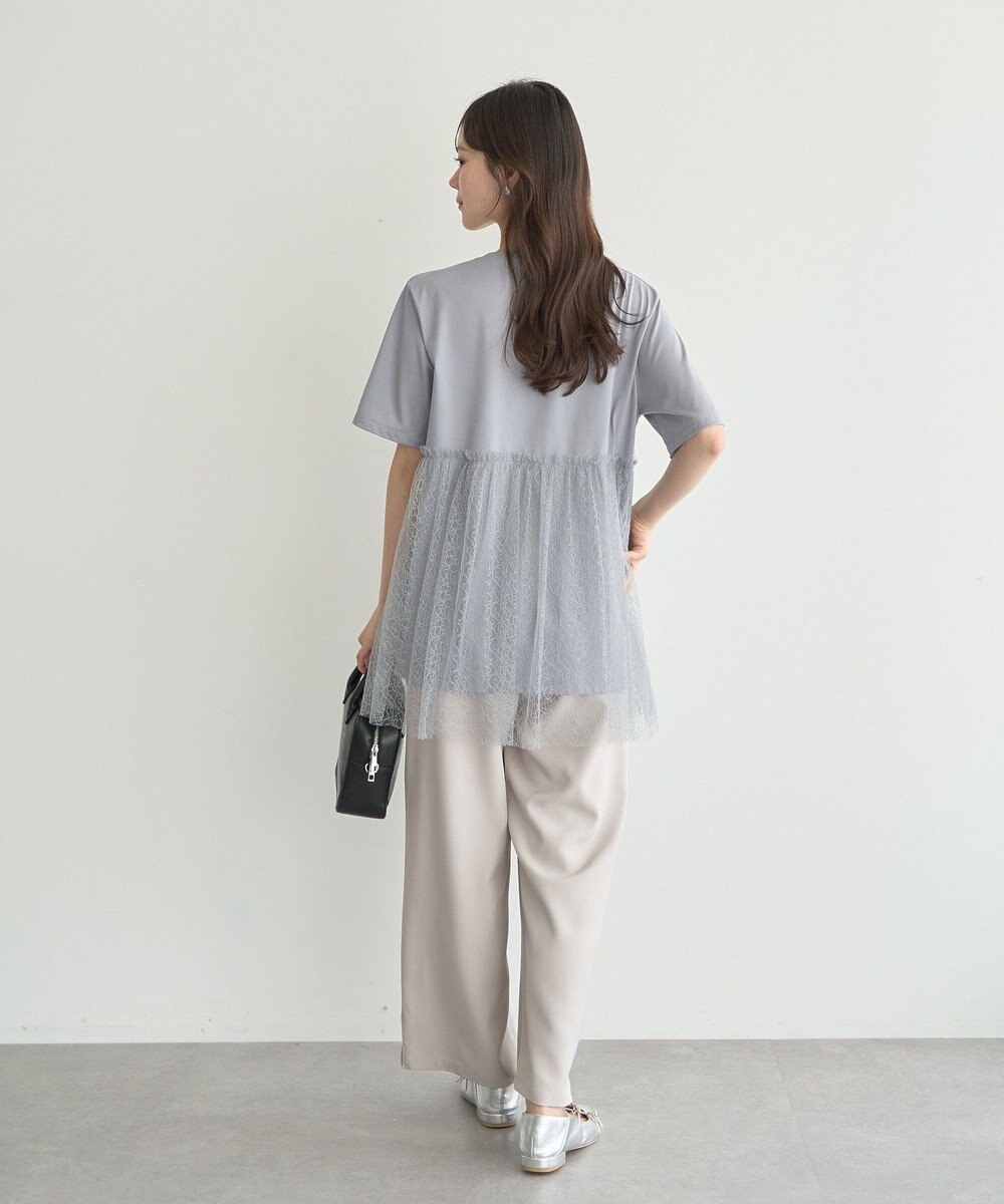 earth music&ecology ニュアンス柄レースドッキングプルオーバー 