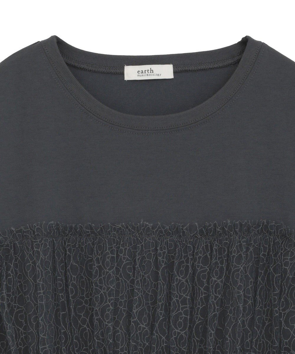 earth music&ecology ニュアンス柄レースドッキングプルオーバー 