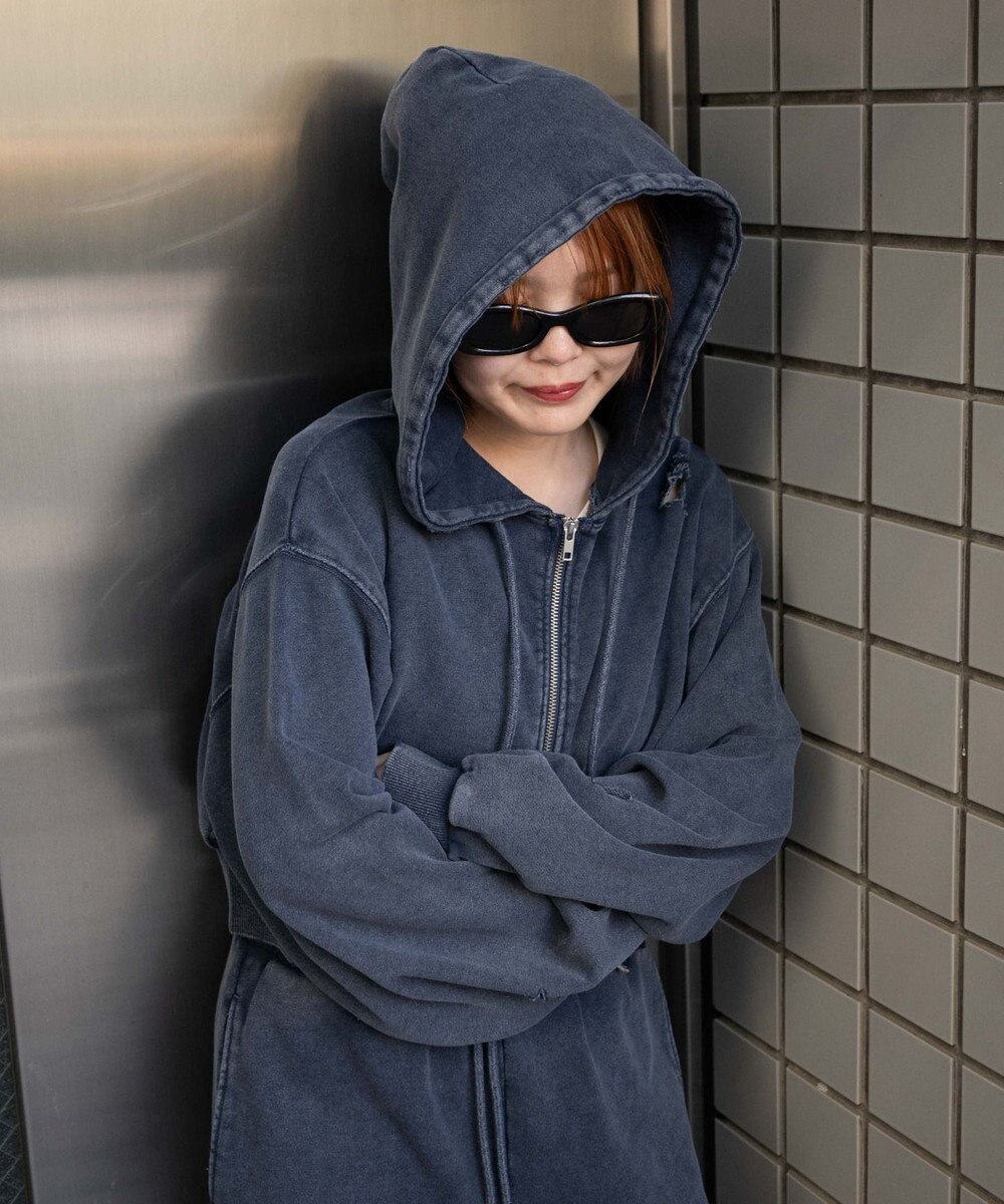 WEGO ダメージショートジップパーカー 