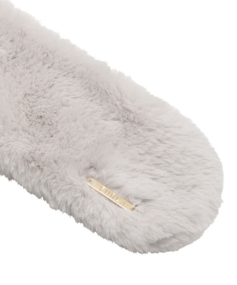 MOONBAT FURLA ファーティペット 差し込み ロゴプレート付 フェイクファーマフラー 