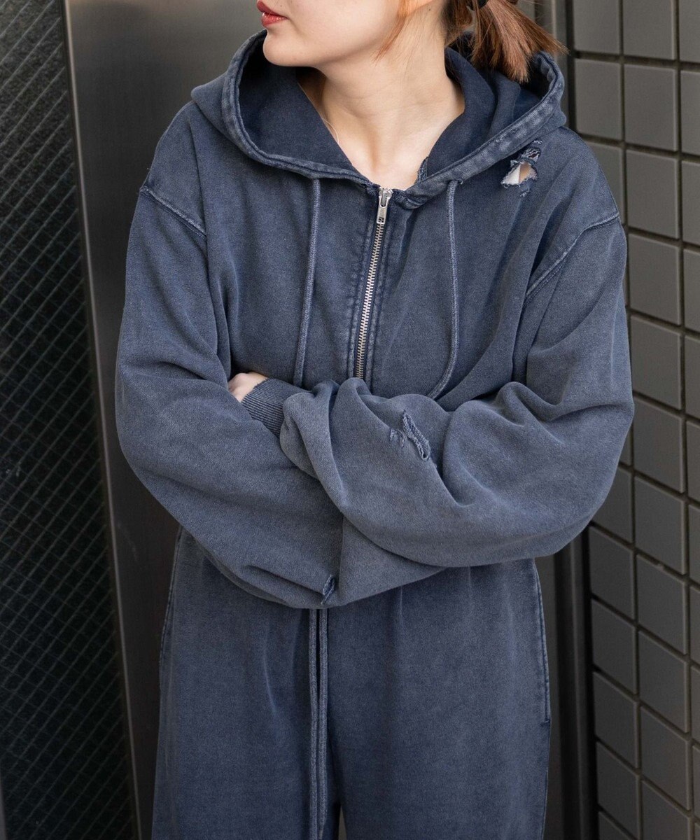 WEGO ダメージショートジップパーカー 