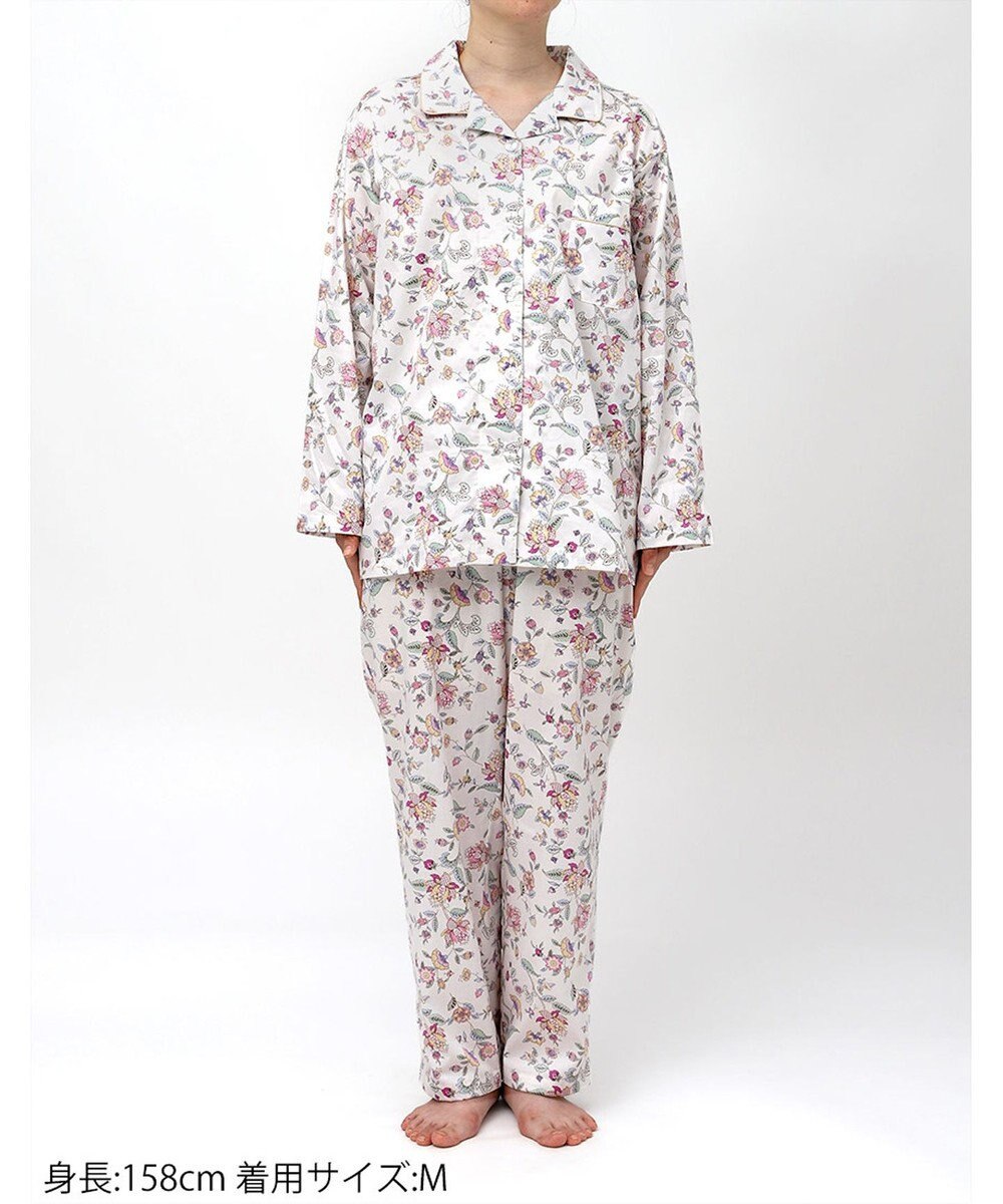 WACOAL ワコール_リラックス＆スリープ パジャマ 綿100%(本体) サテン 長袖 長ズボン ミントン レディース NDX555 /ワコール 