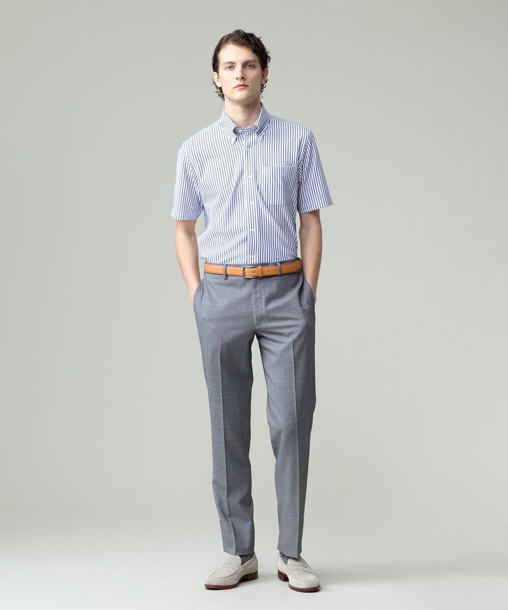 J.PRESS MEN 酷暑の清潔感もこれ一枚で【吸水速乾 / 抗菌防臭 / 防シワ】【J.PRESS OXFORD JERSEY】カノコインレイストライプ 半袖シャツ / B.D. 