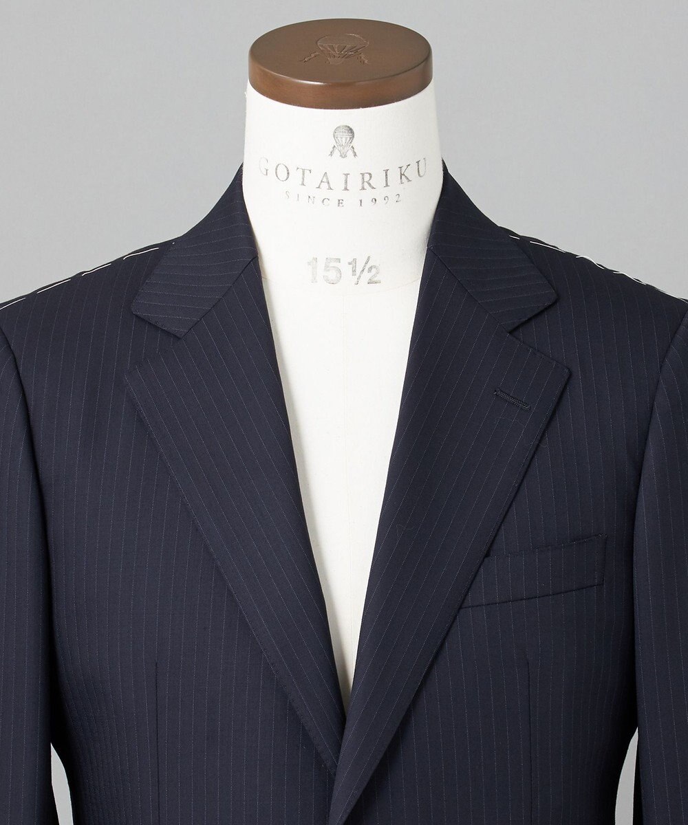 GOTAIRIKU 横に伸びる【TasmaniaWool/タマニアウール】ストレッチ スーツ（ネイビーストライプ） 