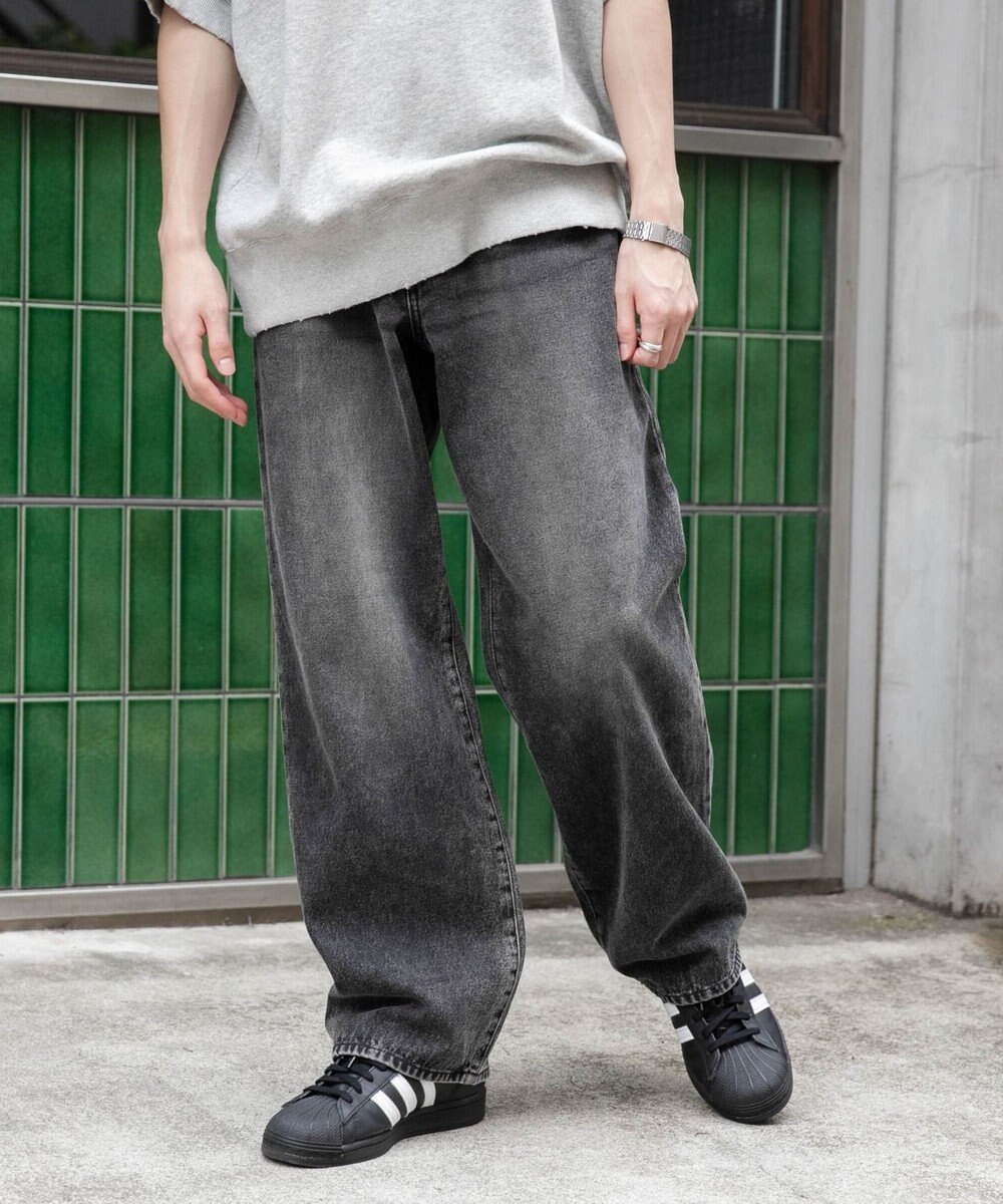 WEGO 【ユニセックス着用ITEM/SMLサイズ展開】デニムストレートパンツ 
