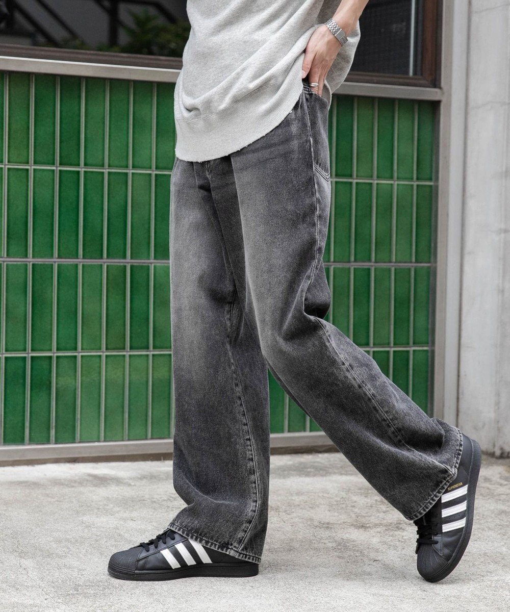 WEGO 【ユニセックス着用ITEM/SMLサイズ展開】デニムストレートパンツ 