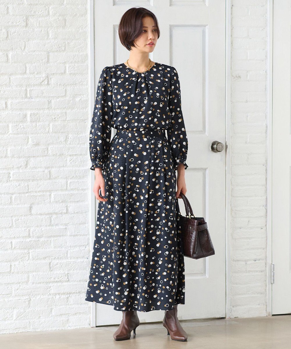 自由区 【セットアップ対応・洗える】ドットプリント ブラウス 