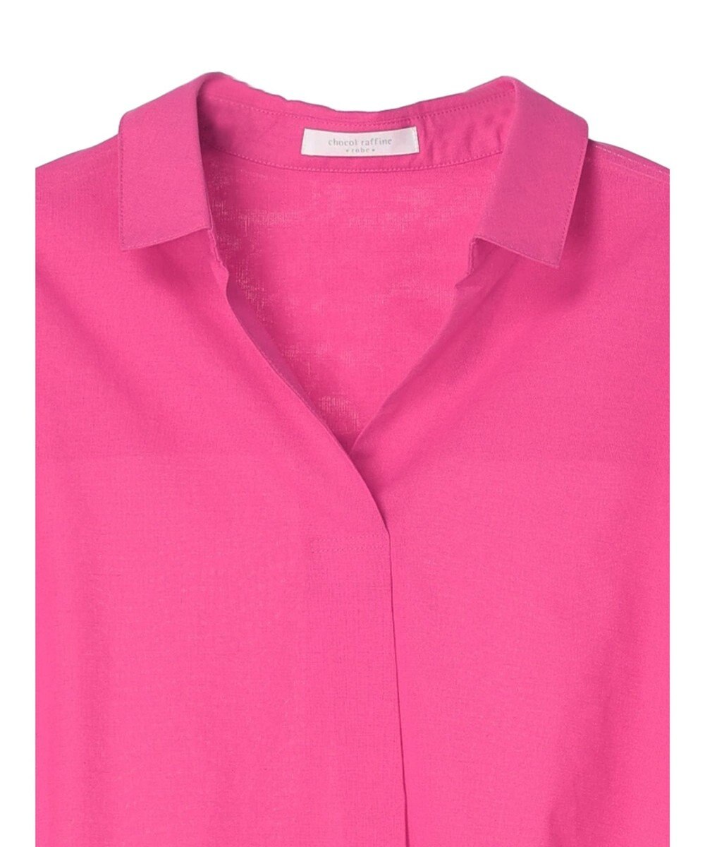 Green Parks 綿麻混スキッパーシャツ 