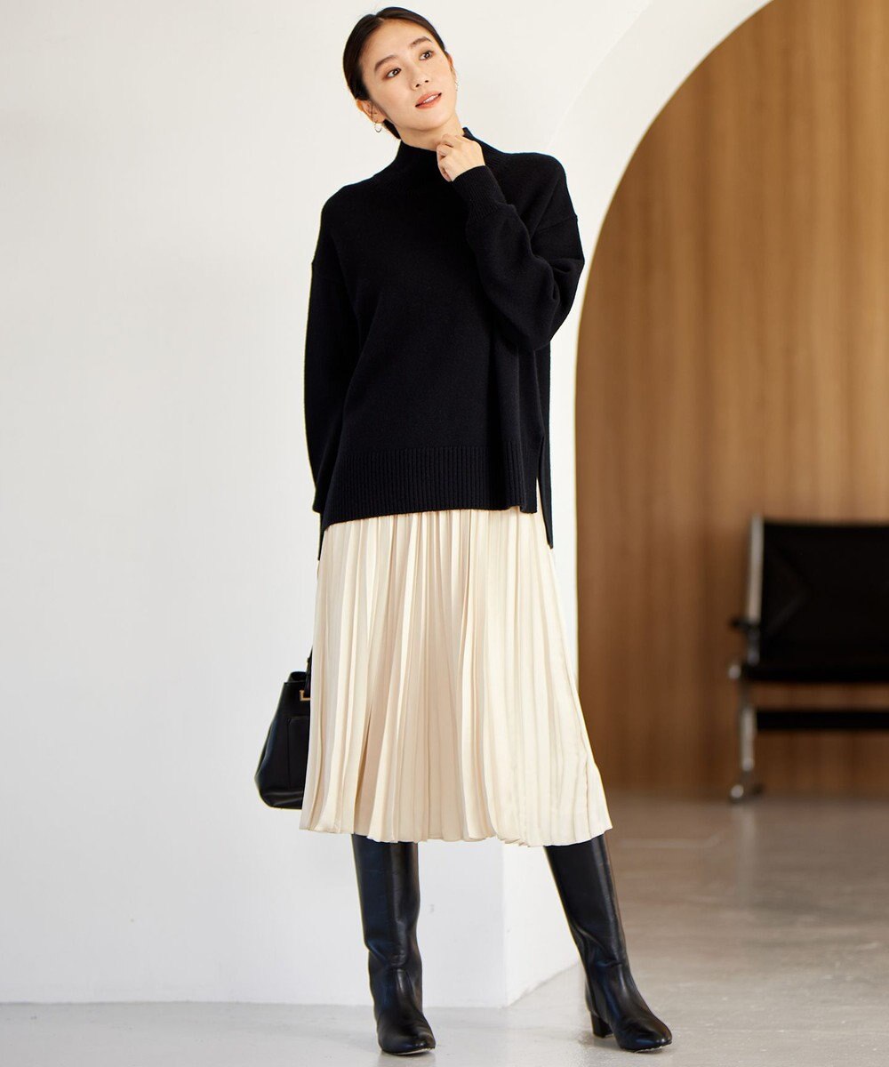 自由区 【洗える】ウールカシミヤブレンドハイネック ニット 