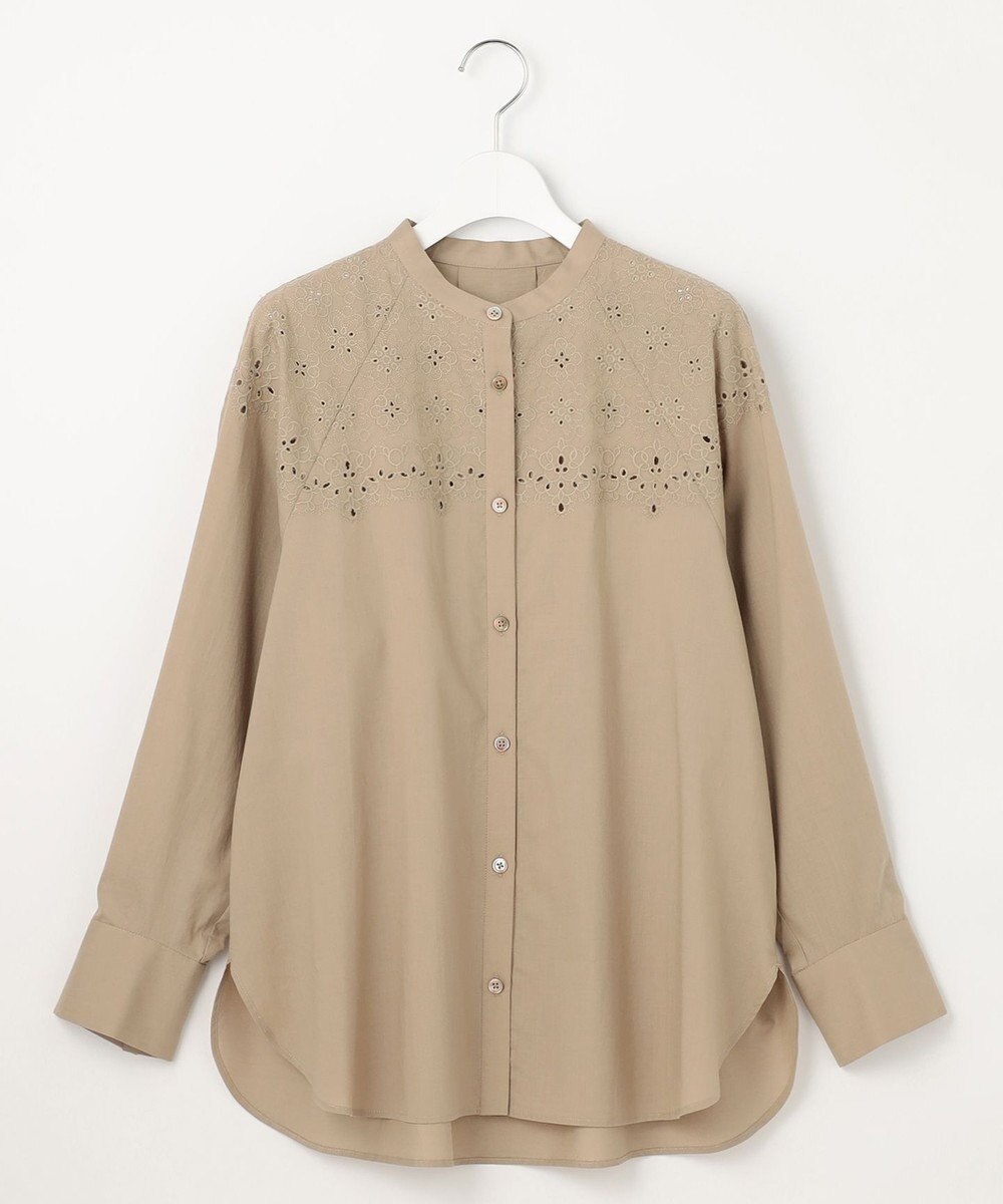 自由区 S 【洗える】エンブロイダリーブロードシャツ ブラウス 