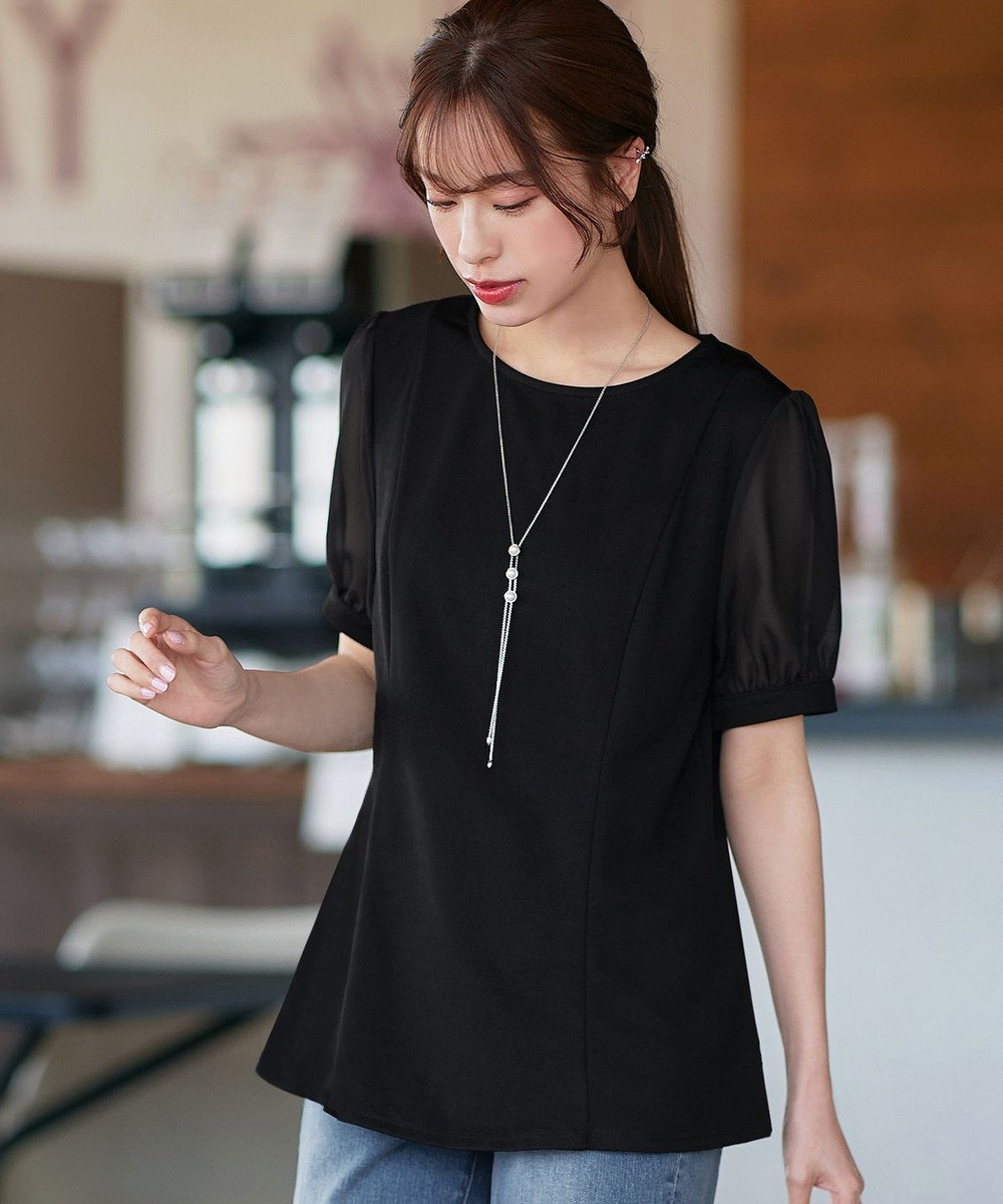 Tiaclasse 【洗える・接触冷感・紫外線ケア・サラごこち】ソフトペプラムカットソー 