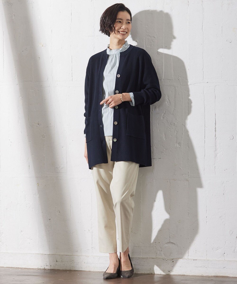 J.PRESS LADIES 【洗える】ORGANIC GASS COTTON キーネック カーディガン 