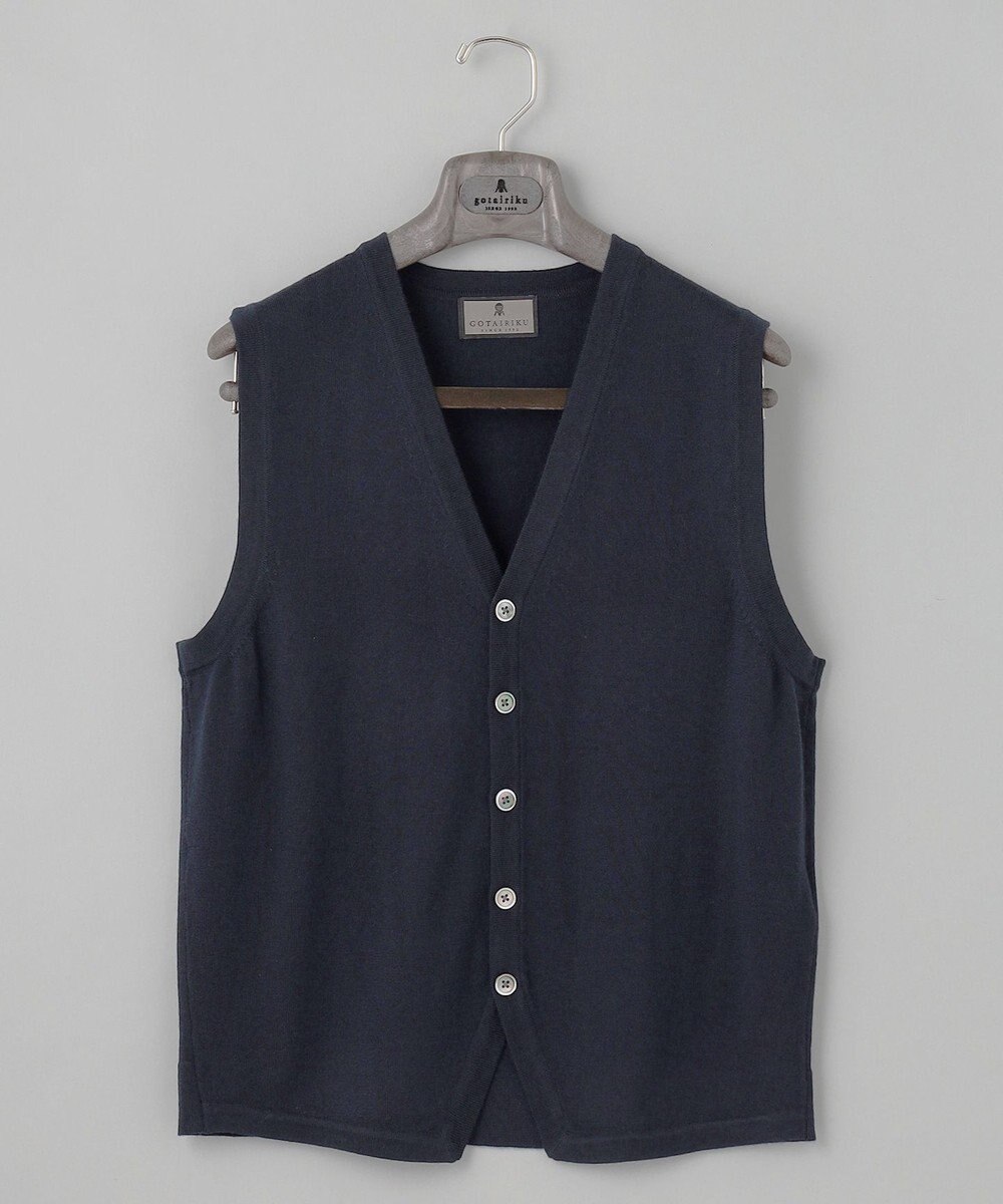 GOTAIRIKU 体温調整に【洗える/チクチクしにくい/ピリングしにくい】イタリア糸 ハイゲージ ベスト_WOOL100% 