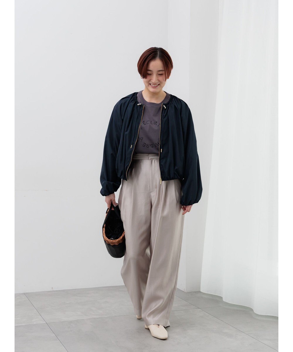 Te chichi ノーカラーギャザージップブルゾン 