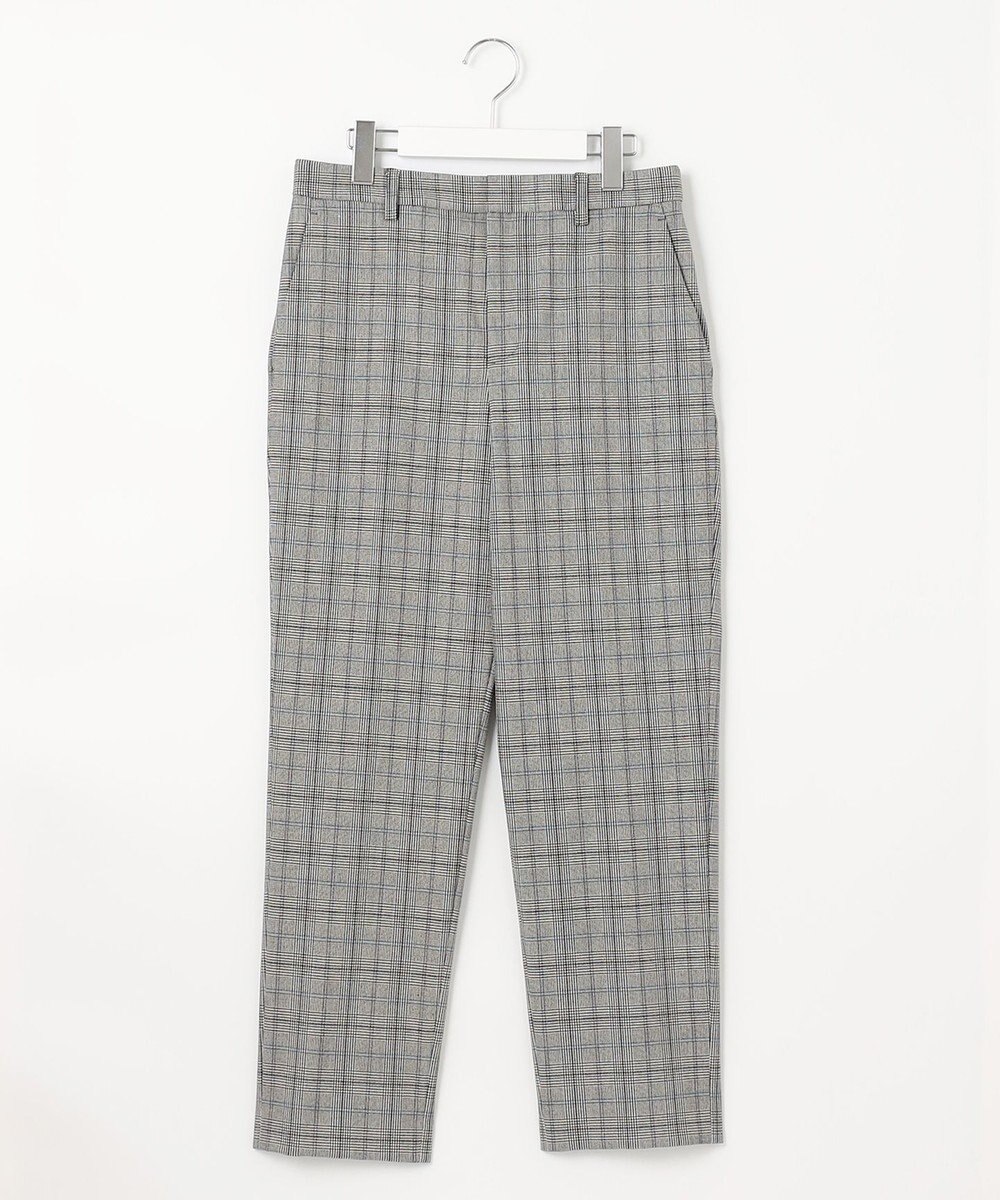 自由区 【裏起毛/撥水加工】TRギャバ グレンチェック テーパードパンツ 
