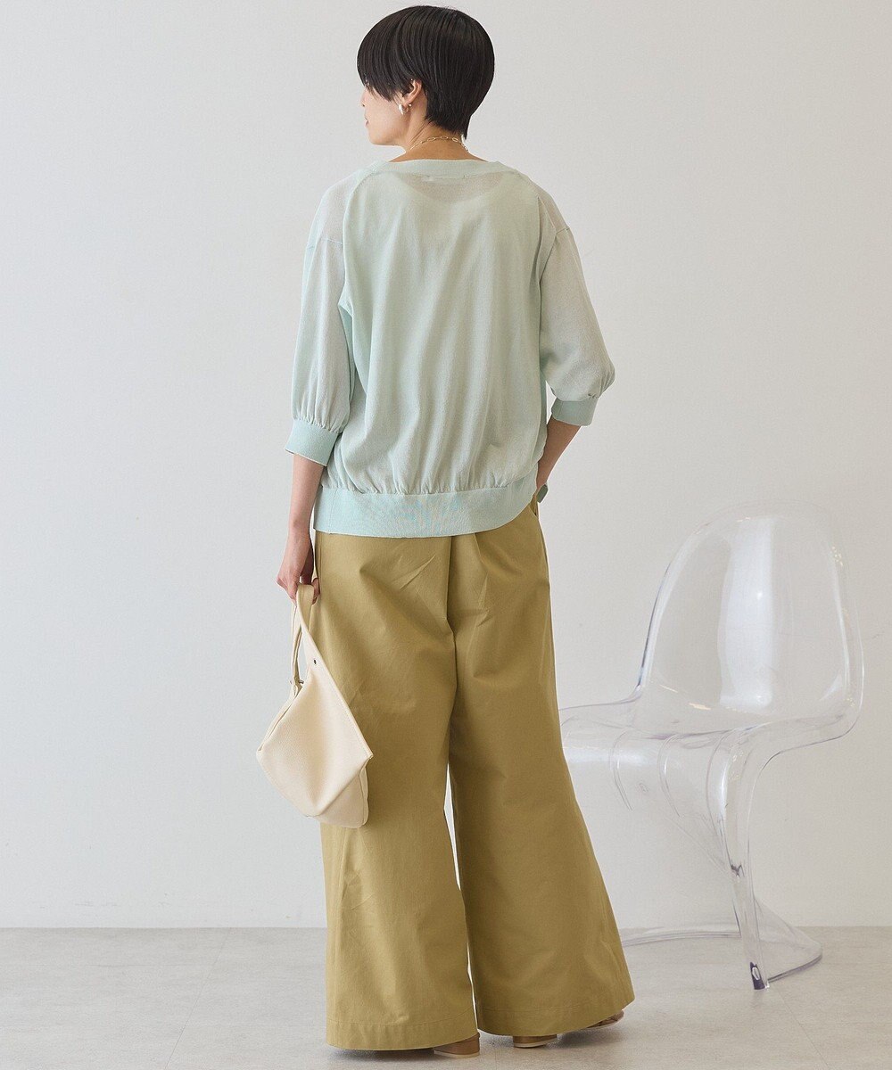 AMERICAN HOLIC 5分袖シアーVネックニットカーディガン 