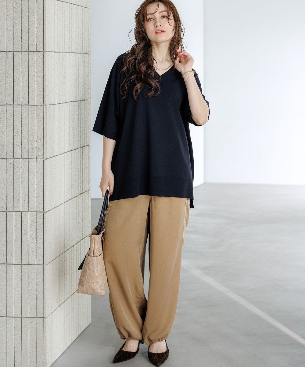 23区 L 【先行予約/WEB&一部店舗限定カラーあり/Lサイズ限定】レーヨンポリエステルストレッチ Vネック ニット 