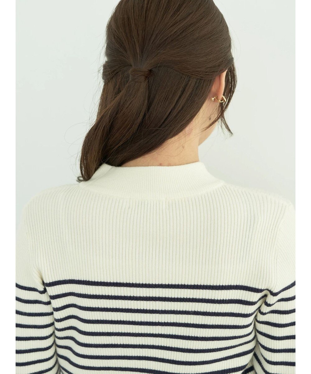 earth music&ecology ゴールド釦スリーブリブプルオーバー 