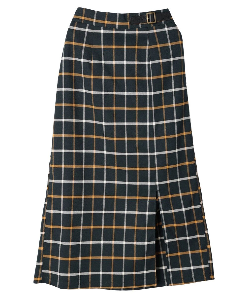 Green Parks ベルトデザインチェックＩラインスカート 