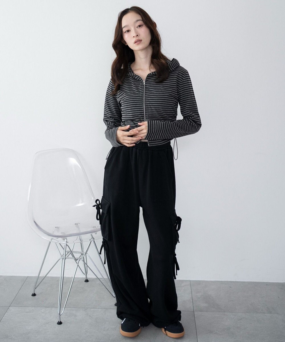 WEGO 【ウエストゴム】リボンカーゴスウェットパンツ 