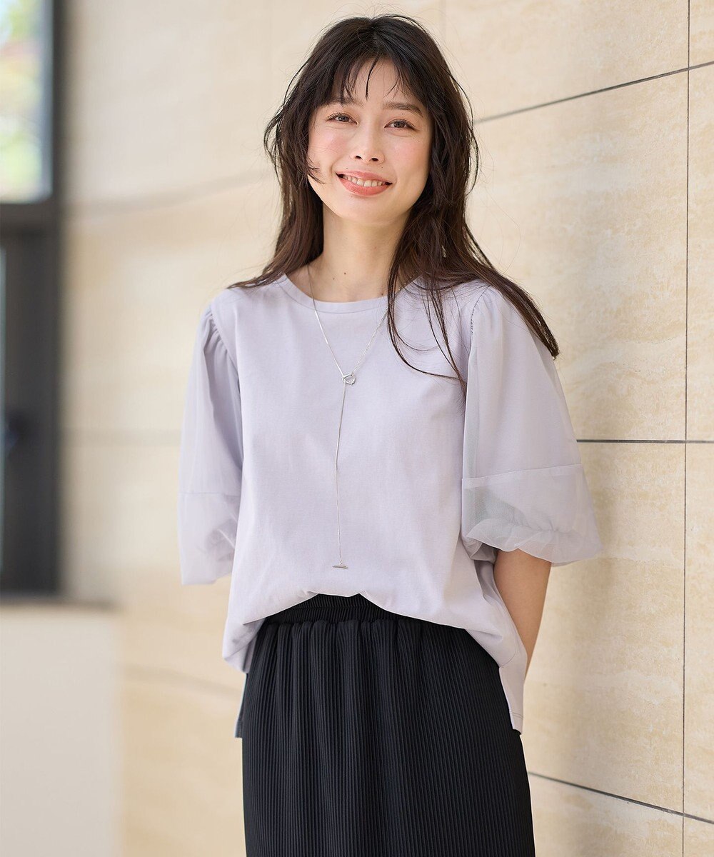 ANY チュールコンビパフスリーブプルオーバー 