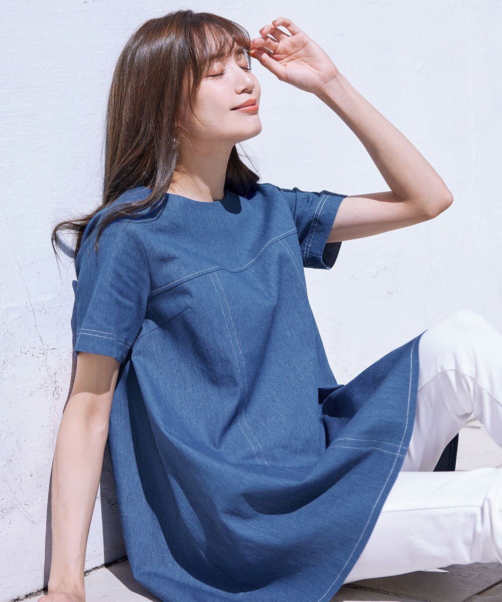 Tiaclasse 【洗える】デニムチュニックブラウス 
