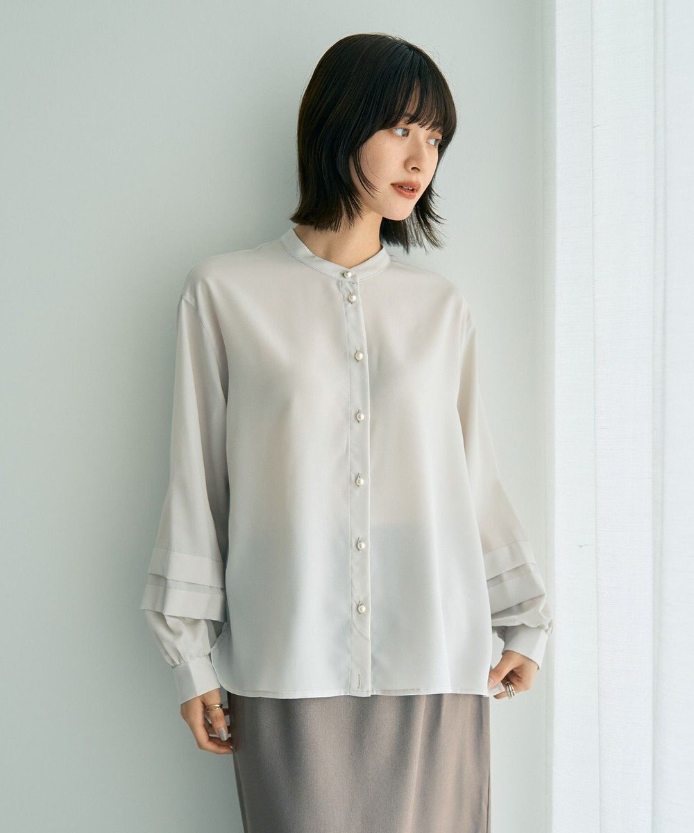 YECCA VECCA 2way裾アレンジパール釦ブラウス 