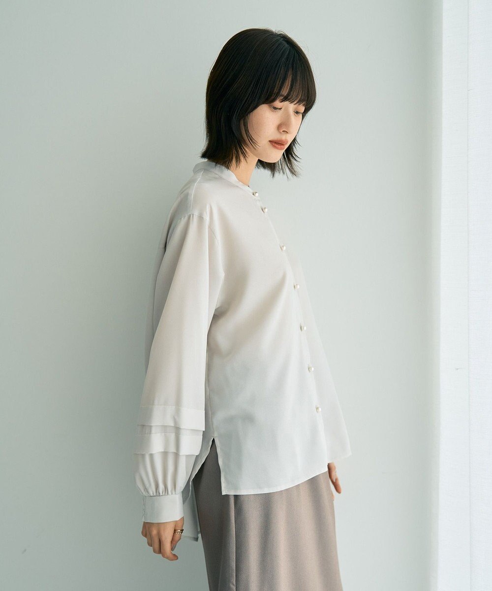 YECCA VECCA 2way裾アレンジパール釦ブラウス 