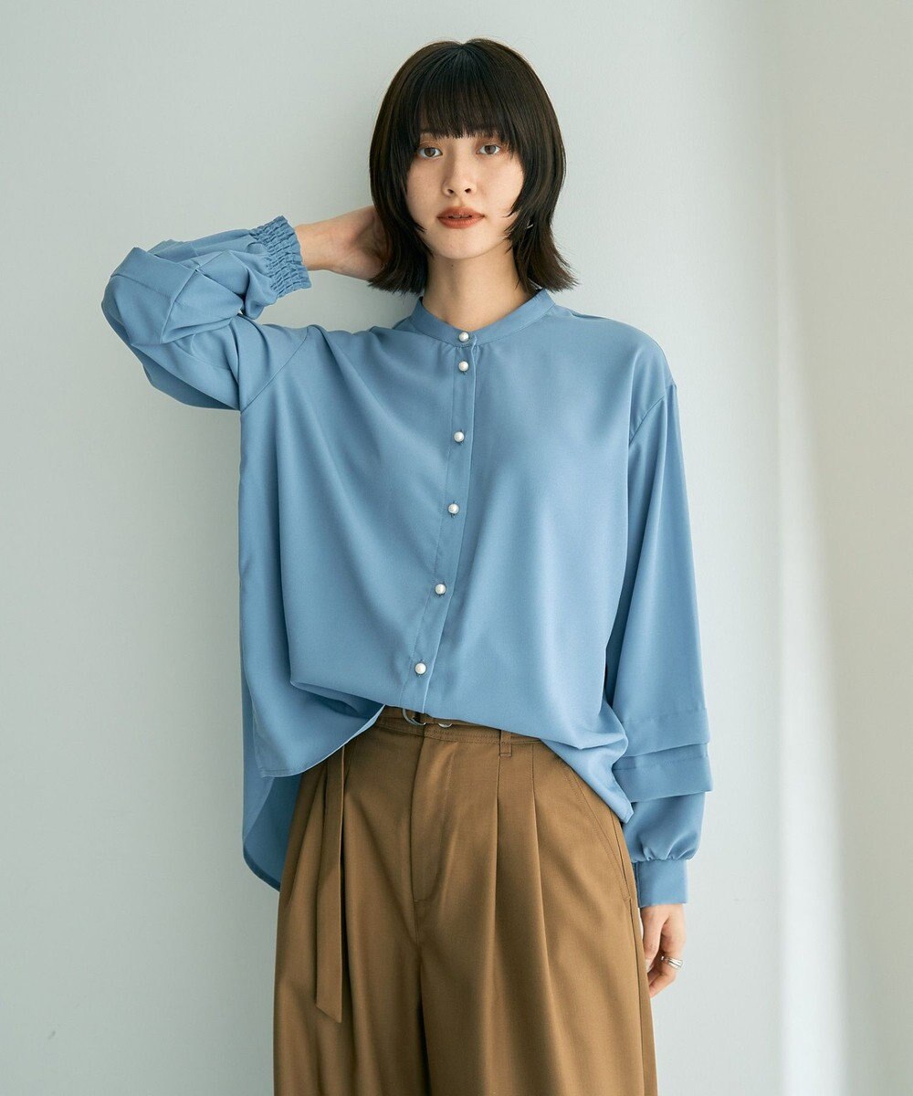 YECCA VECCA 2way裾アレンジパール釦ブラウス 