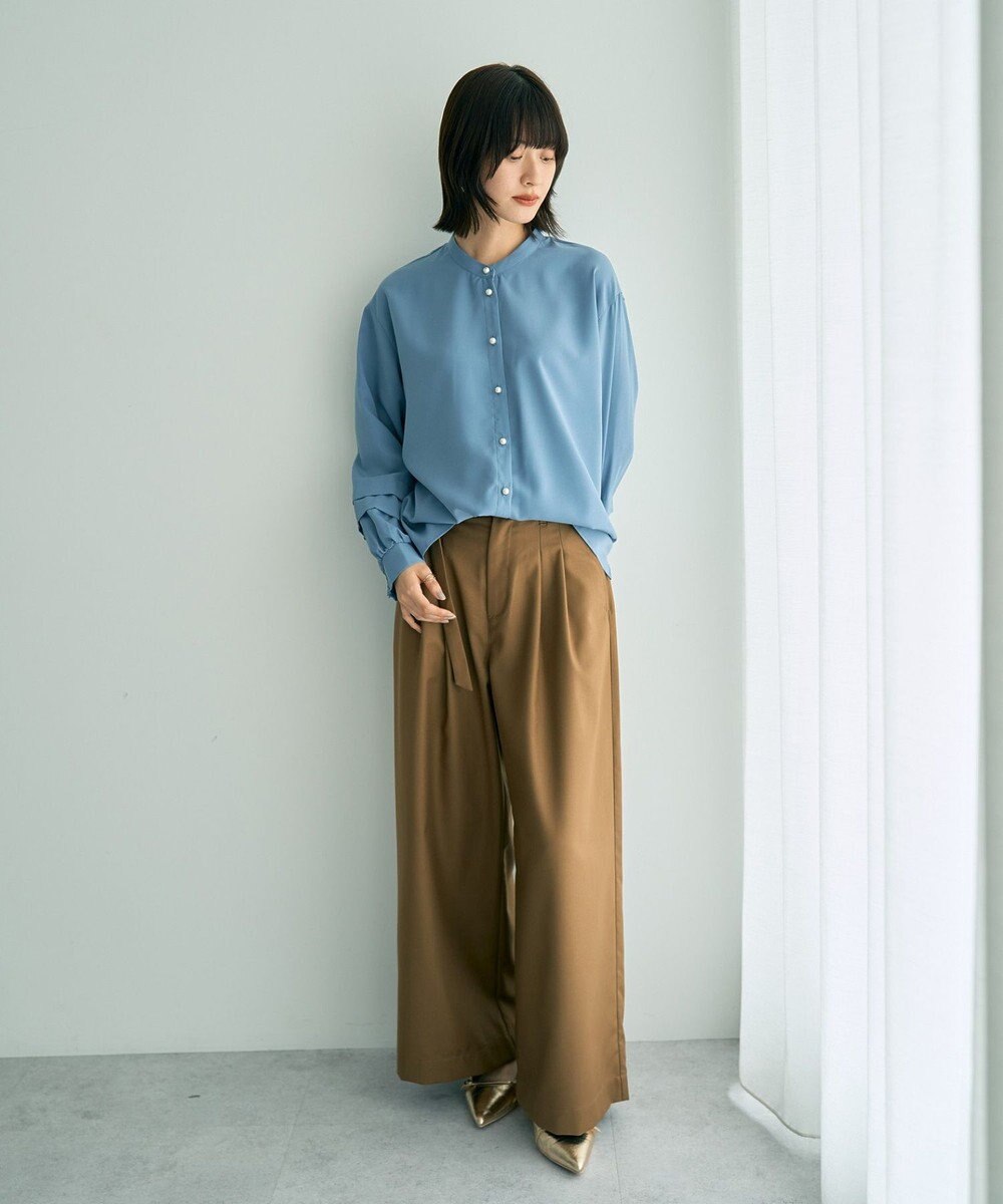 YECCA VECCA 2way裾アレンジパール釦ブラウス 