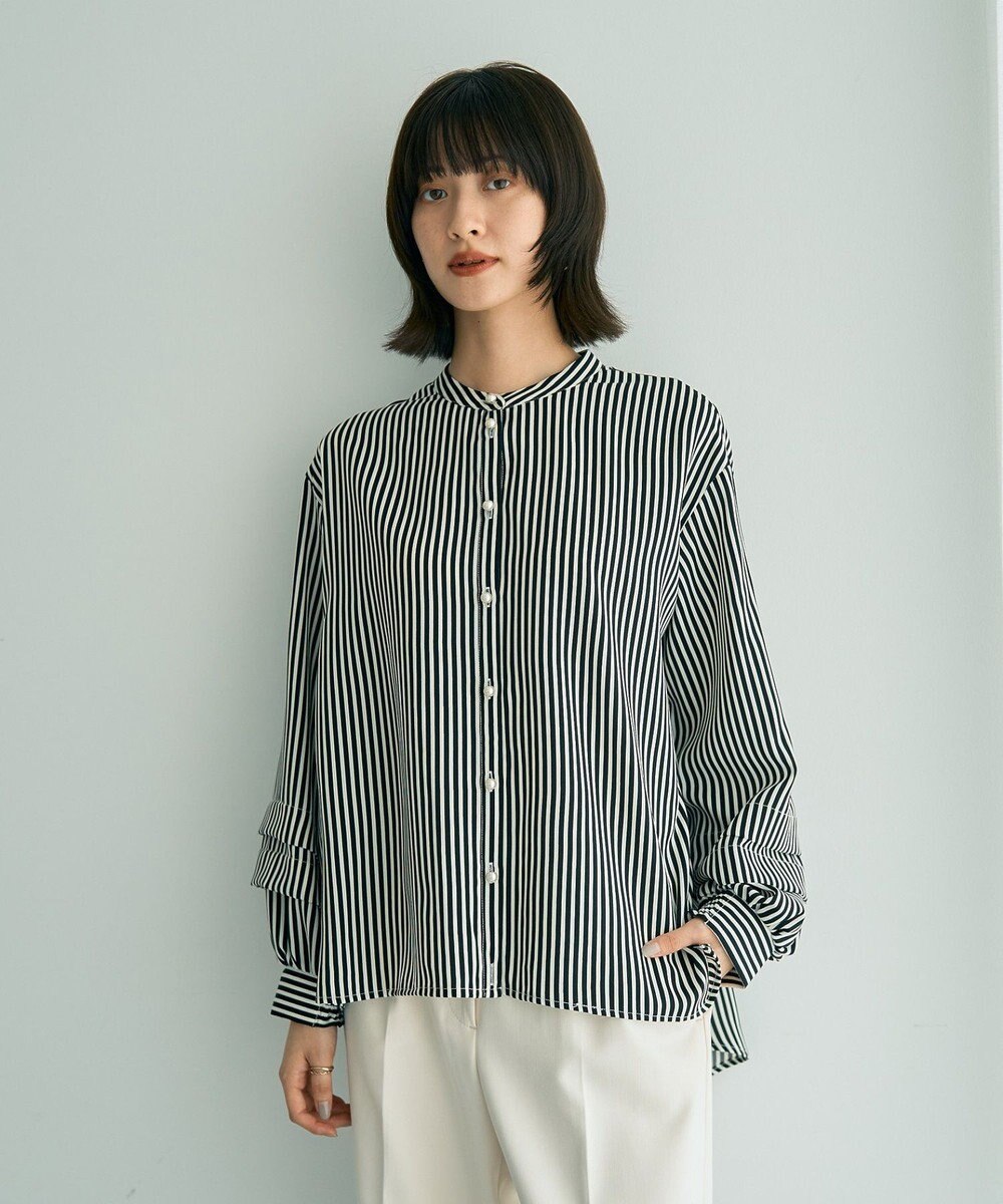 YECCA VECCA 2way裾アレンジパール釦ブラウス 